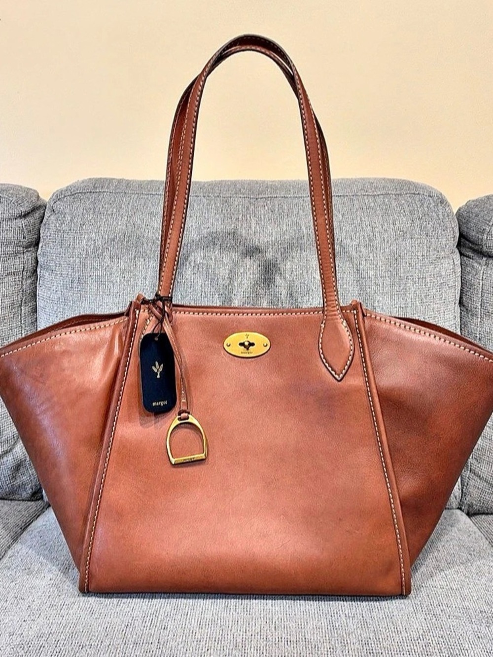 margot Brown Leather-Look Tote NWT